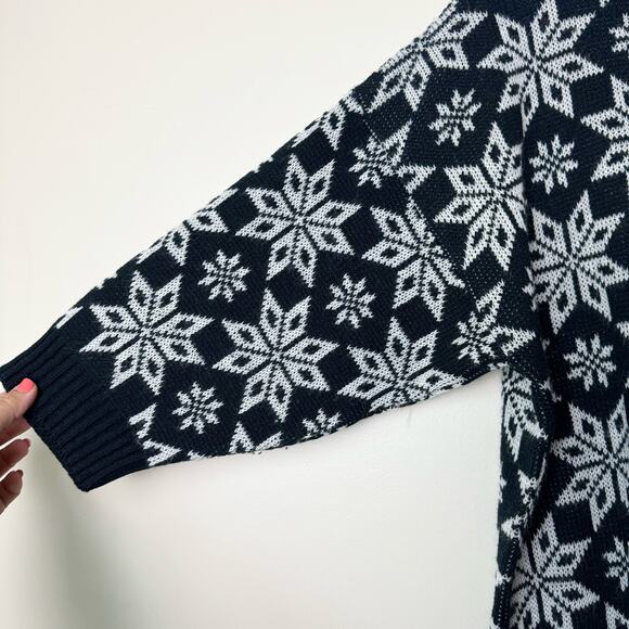 Garland VINTAGE black snowflake mock neck tunic oversized sweater Size 18 - Picture 2 of 5